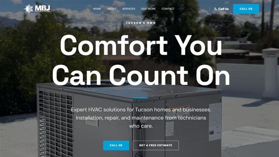 MBJ Heating and Cooling website screenshot